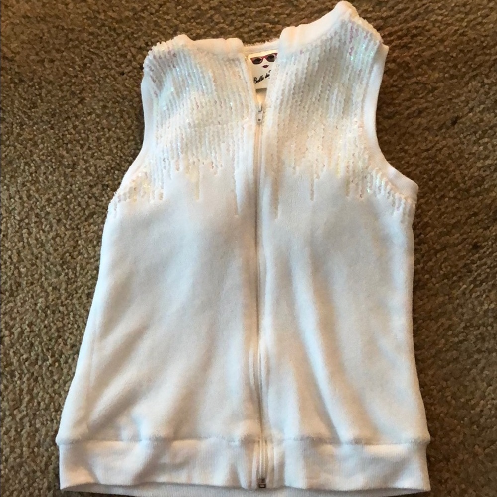 Girls White Vest with Sequins Size 12